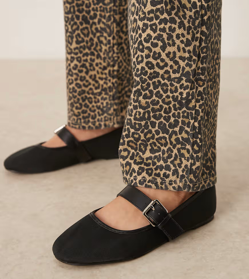 ASOS DESIGN Wide Fit Lou mary jane ballets in black | ASOS (Global)