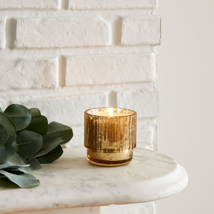 Mercury Glass Fluted Candles - Balsam Cedar | West Elm (US)