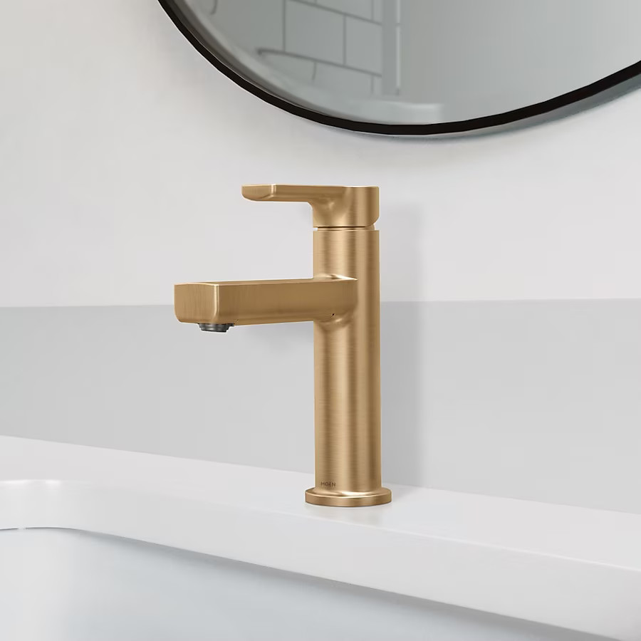 Moen Rinza Bronzed Gold Single Hole 1-Handle WaterSense Bathroom Sink Faucet with Drain and Deck ... | Lowe's