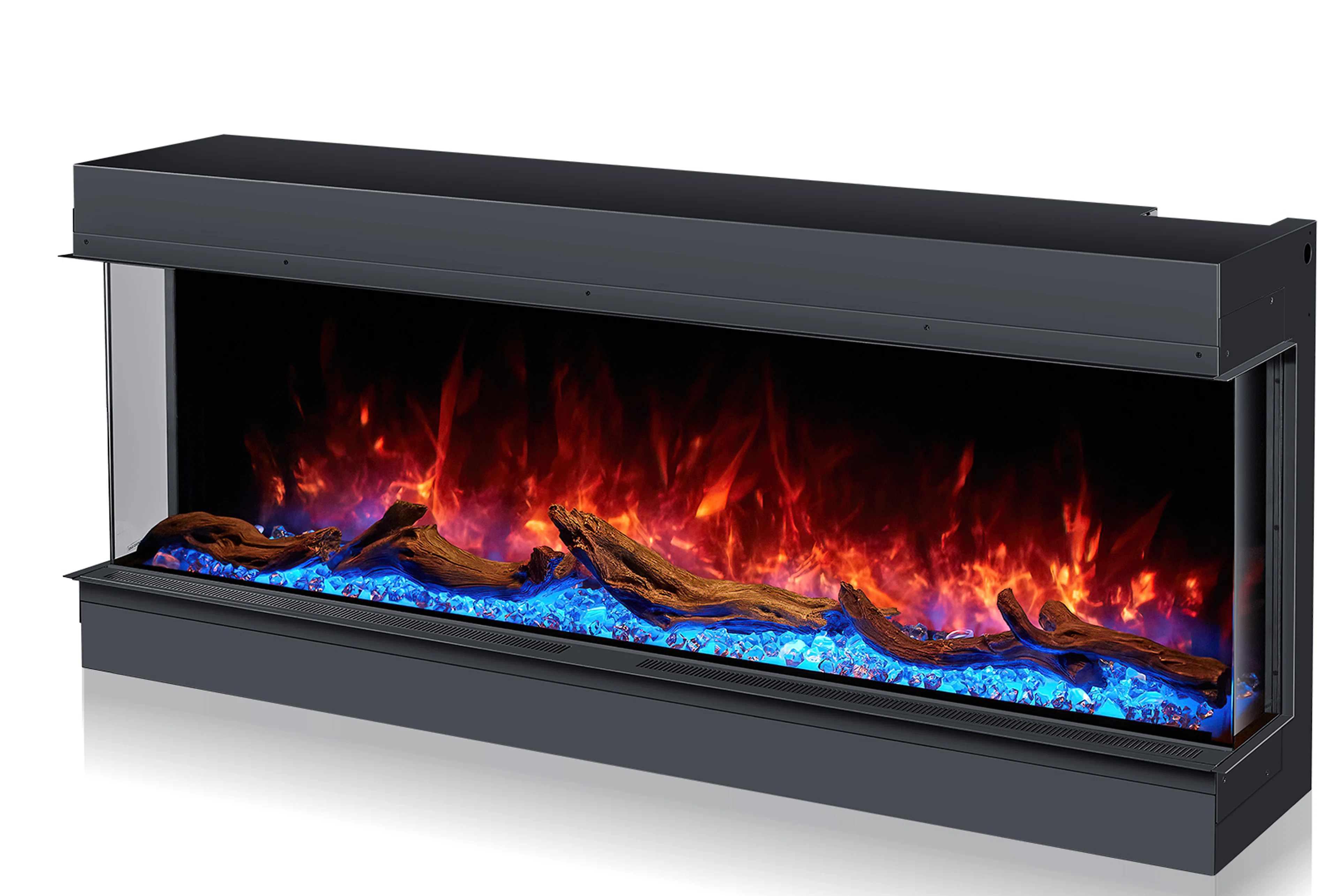 Symple Stuff Prower 3 Sided Electric Fireplace, Smart Wi-Fi app/ Remote Control Fireplaces, RGB L... | Wayfair North America