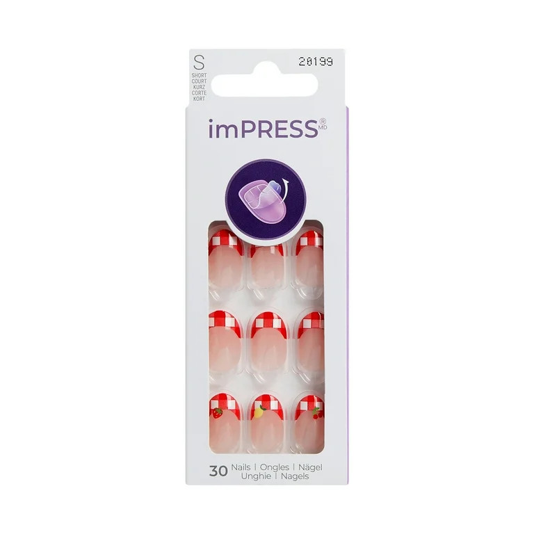 KISS imPRESS Design  Press on Nails, Hearts Aflutter, Red, Short Oval, 30 Count | Walmart (US)