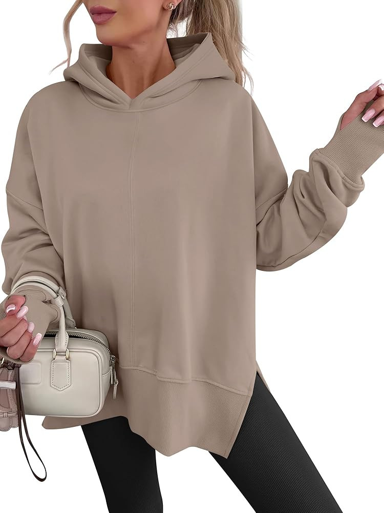 ANRABESS Womens Oversized Hoodies Long Sleeve Fleece Side Slit Hooded Sweatshirts Pullover 2026 F... | Amazon (US)