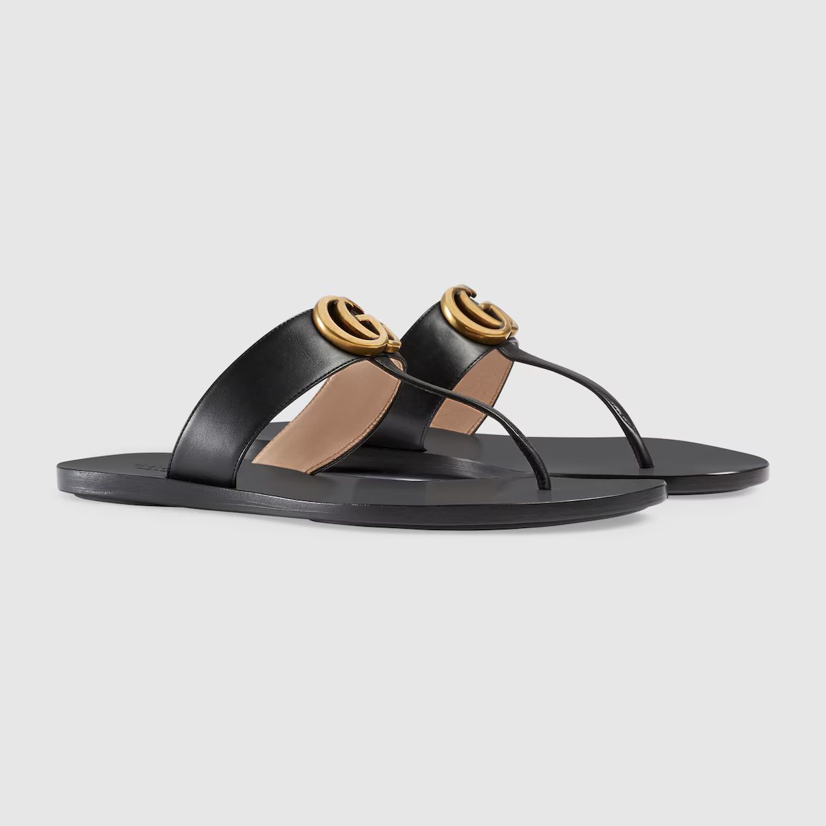 Leather thong sandal with Double G | Gucci (US)