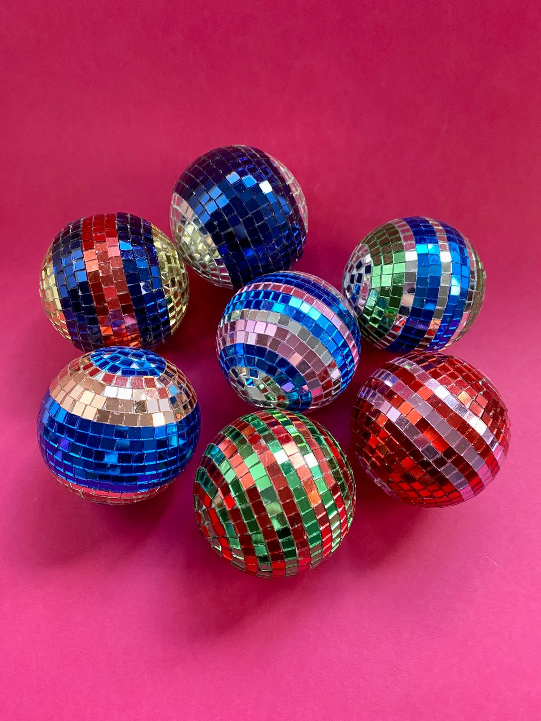 Colourful Small Disco Balls, Rainbow Glitter Balls, Retro Home Decor | Etsy (UK)
