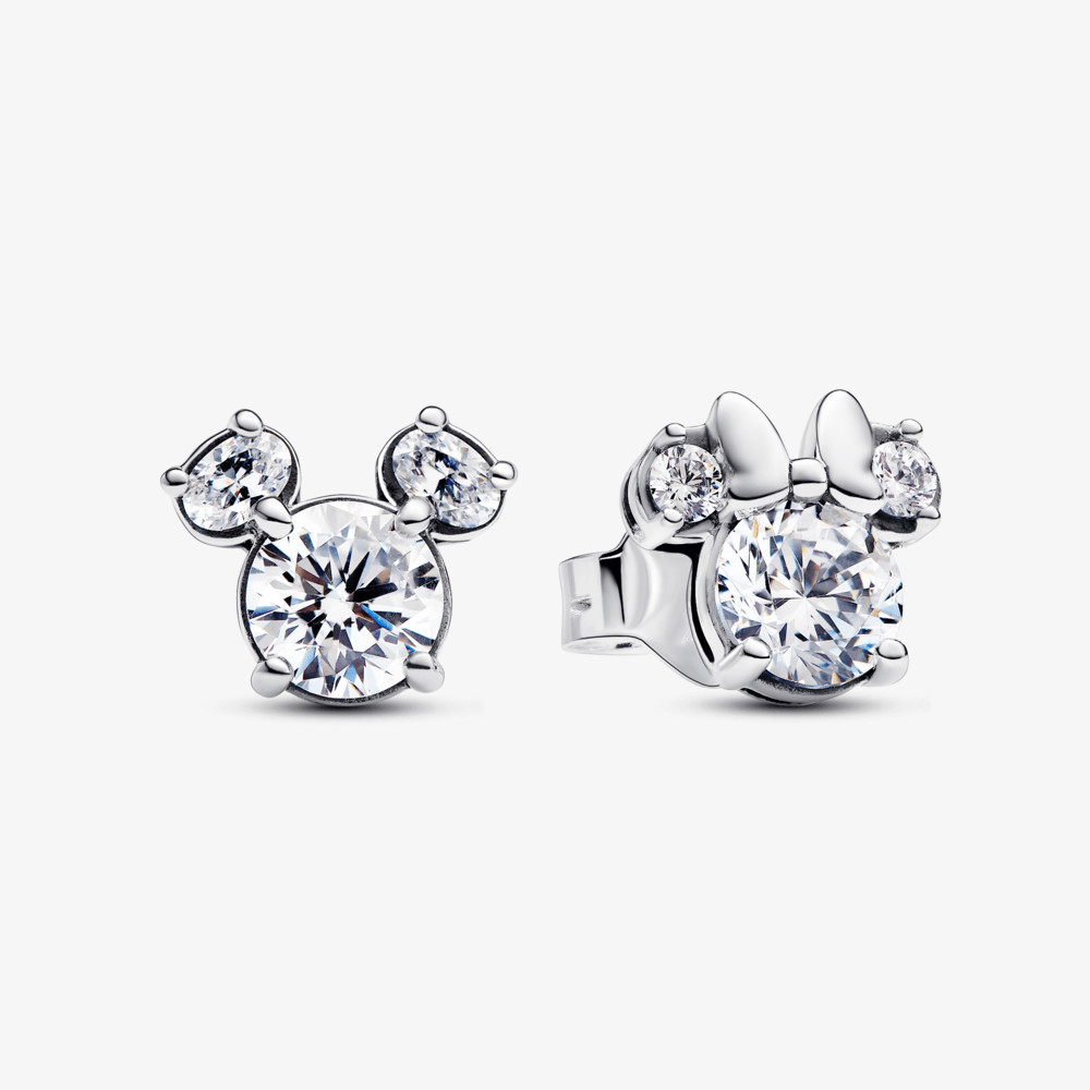 Brinco de Prata Disney Mickey e Minnie Brilhante - Pandora Joias | Charms, Braceletes, Anéis | S... | Pandora (BR)