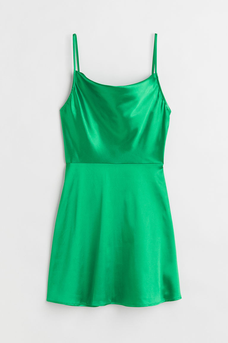 H & M - Satin Slip Dress - Green | H&M (US + CA)