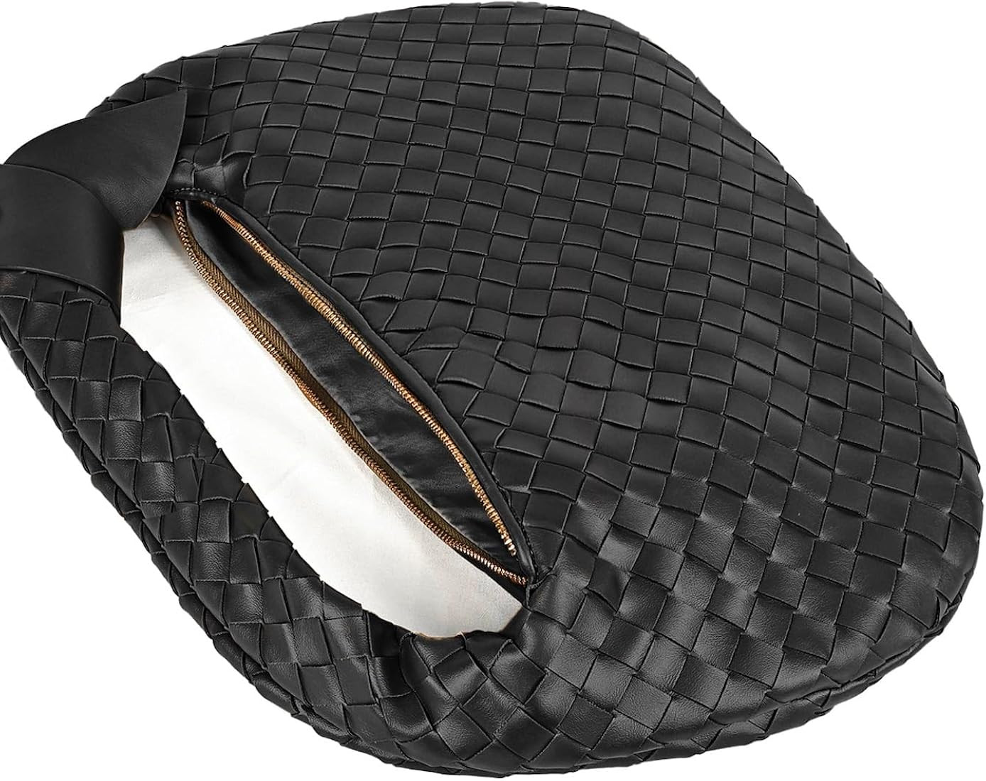 Knotted Woven Leather Handbags Tote with Detachable Bow For Women, Trendy Hobo Dumpling Purse Bag... | Amazon (US)