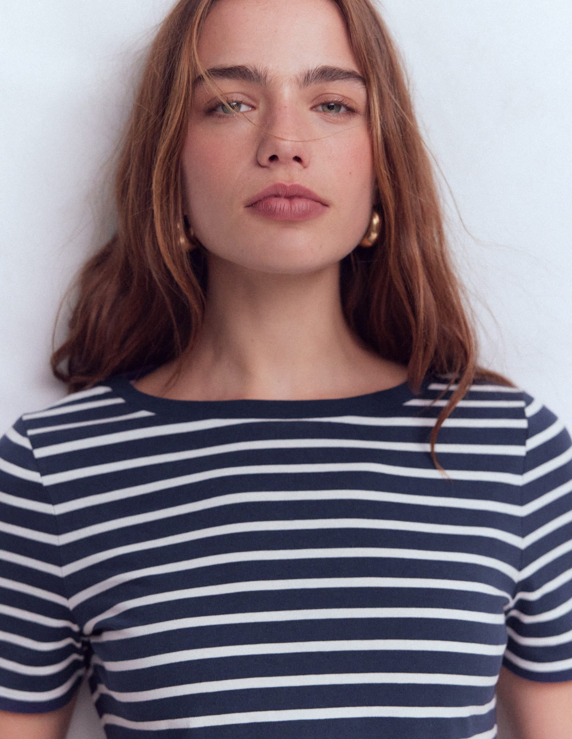 Olivia Short Sleeve Breton-Navy, Ivory | Boden (US)