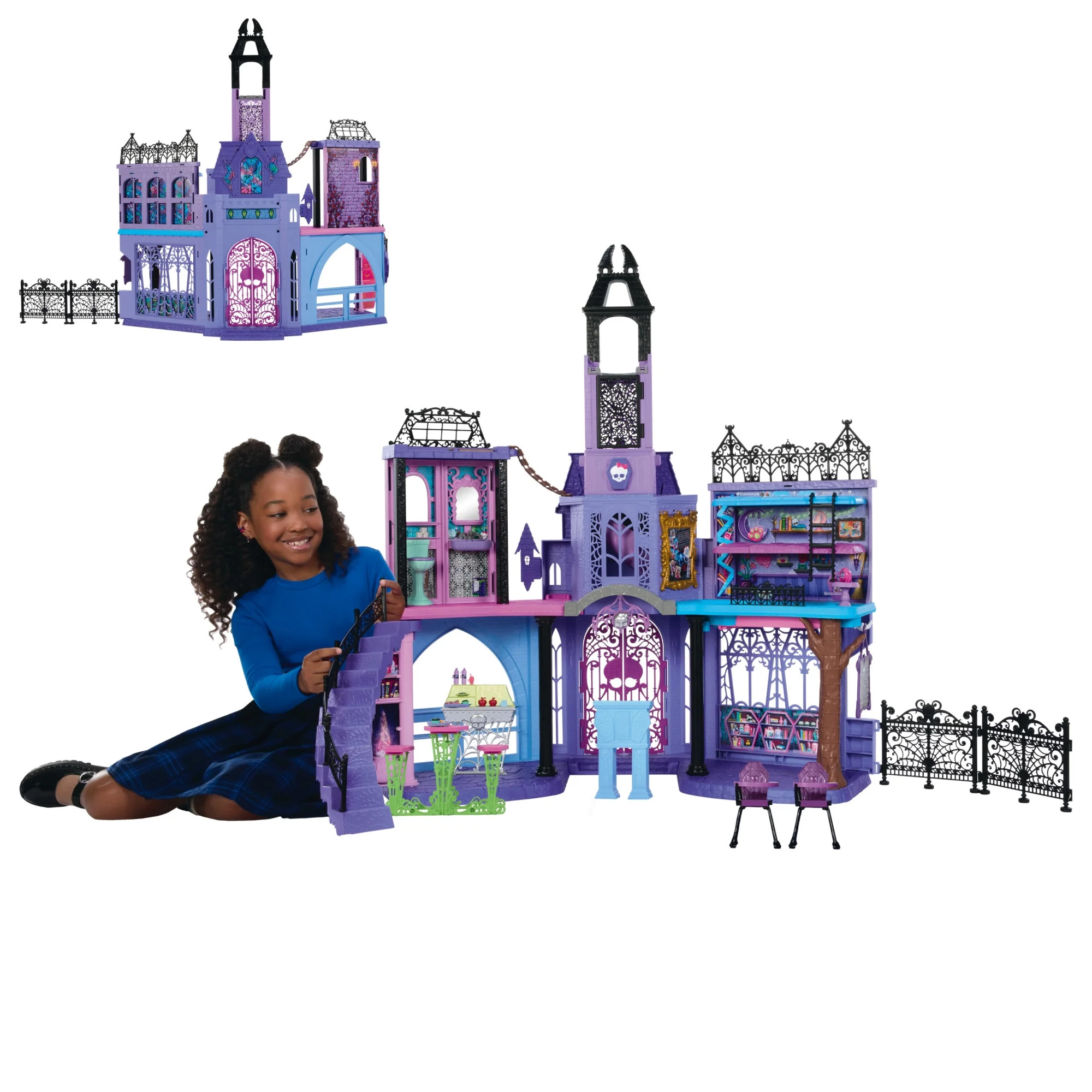 Monster High Haunted High School Doll House with 35+ Pieces of Furniture and Accessories | Walmart (US)
