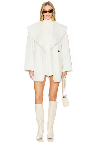 WeWoreWhat Shawl Collar Wool Coat in Ivory from Revolve.com | Revolve Clothing (Global)