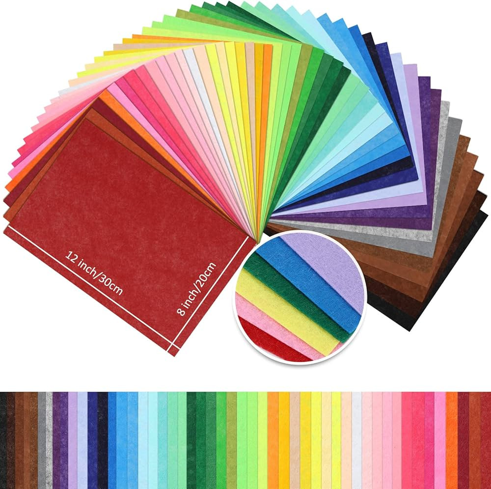 Amazon.com: KaKaPops Thin Felt Fabric Sheets, Assorted Colors Stiff Felt Sheets for Crafts DIY Pa... | Amazon (US)
