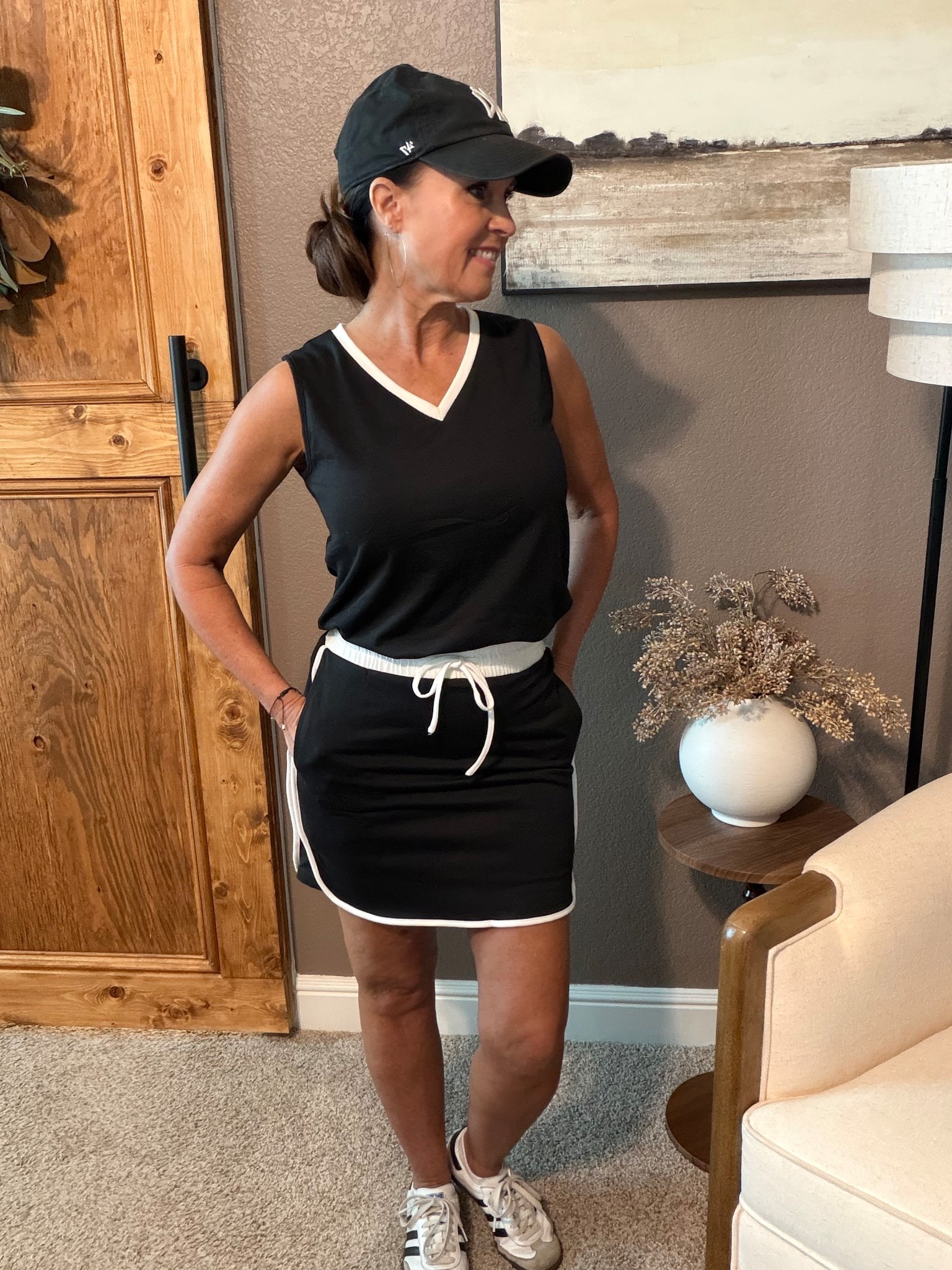 Casual sporty summer outfit for travel, 2 pice set, tennis outfit, pickleball outfit 

#LTKootd #LTKActive #LTKOver40