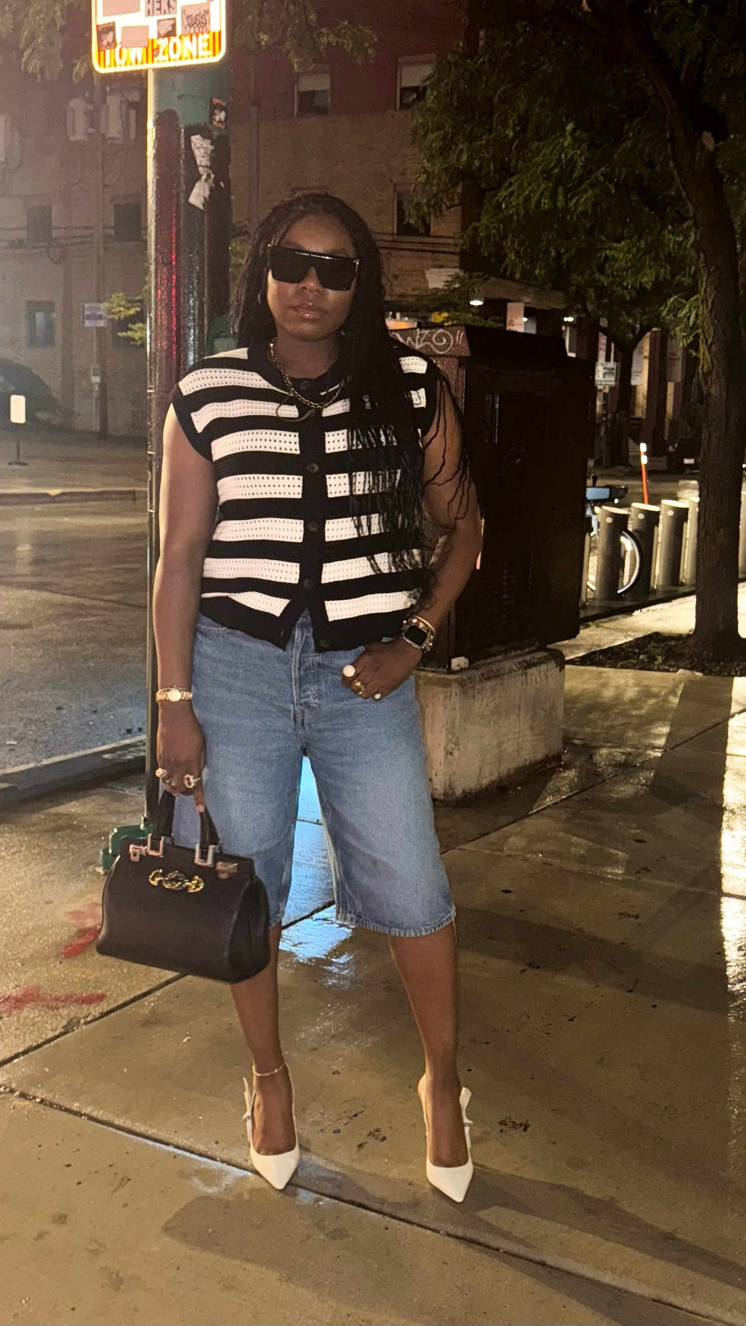 What I wore on a casual night out.

Vest: Target
Jorts: H&M
Heels: Dior 
Bag: Gucci
Shades: Celine

#LTKMidsize #LTKStyleTip