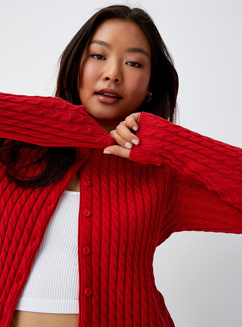 Mini-cable button-front cardigan | Simons
