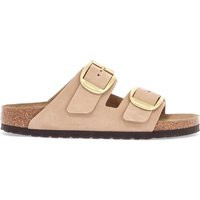Birkenstock Nubuck Leather Sandals Sandcastle With Golden Buckles | Balardi (US & Canada)