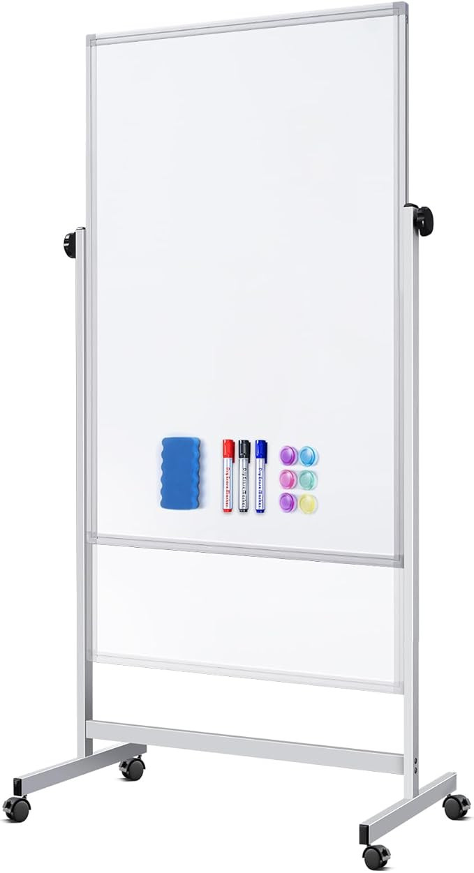Mobile Whiteboard 32 x 48 inches Height Adjustable Dry Erase White Board, Standing Easel Whiteboa... | Amazon (US)