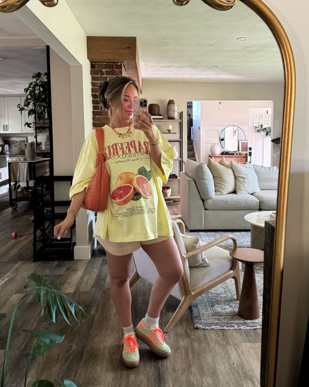 Today’s outfit 🧡🧡 last weekend with a bump!! Wanted to style these sneaks while I could before babygirl arrives. Love them so much!!! Still in stock!

Free people, boxer shorts, striped shorts, adidas gazelle, adidas gazelles, target woven bag, target bag, woven knit bag, beaded necklace, charm necklace 

#LTKshoecrush #LTKbump #LTKfindsunder100