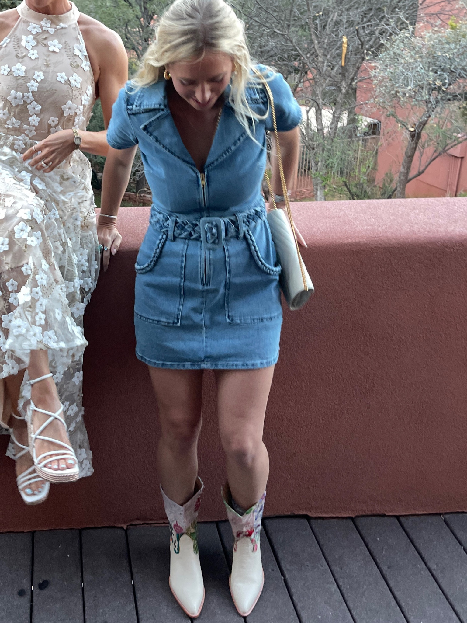 Western denim dress. Embroidered cowboy boots. Patchwork 

#LTKtravel #LTKshoecrush