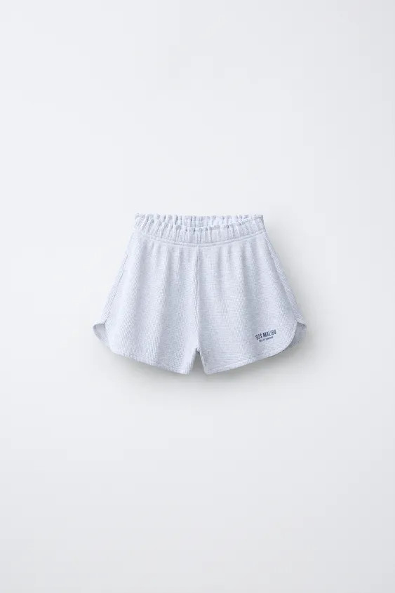 WAFFLE-KNIT BERMUDA SHORTS WITH SLOGAN PRINT | Zara UK