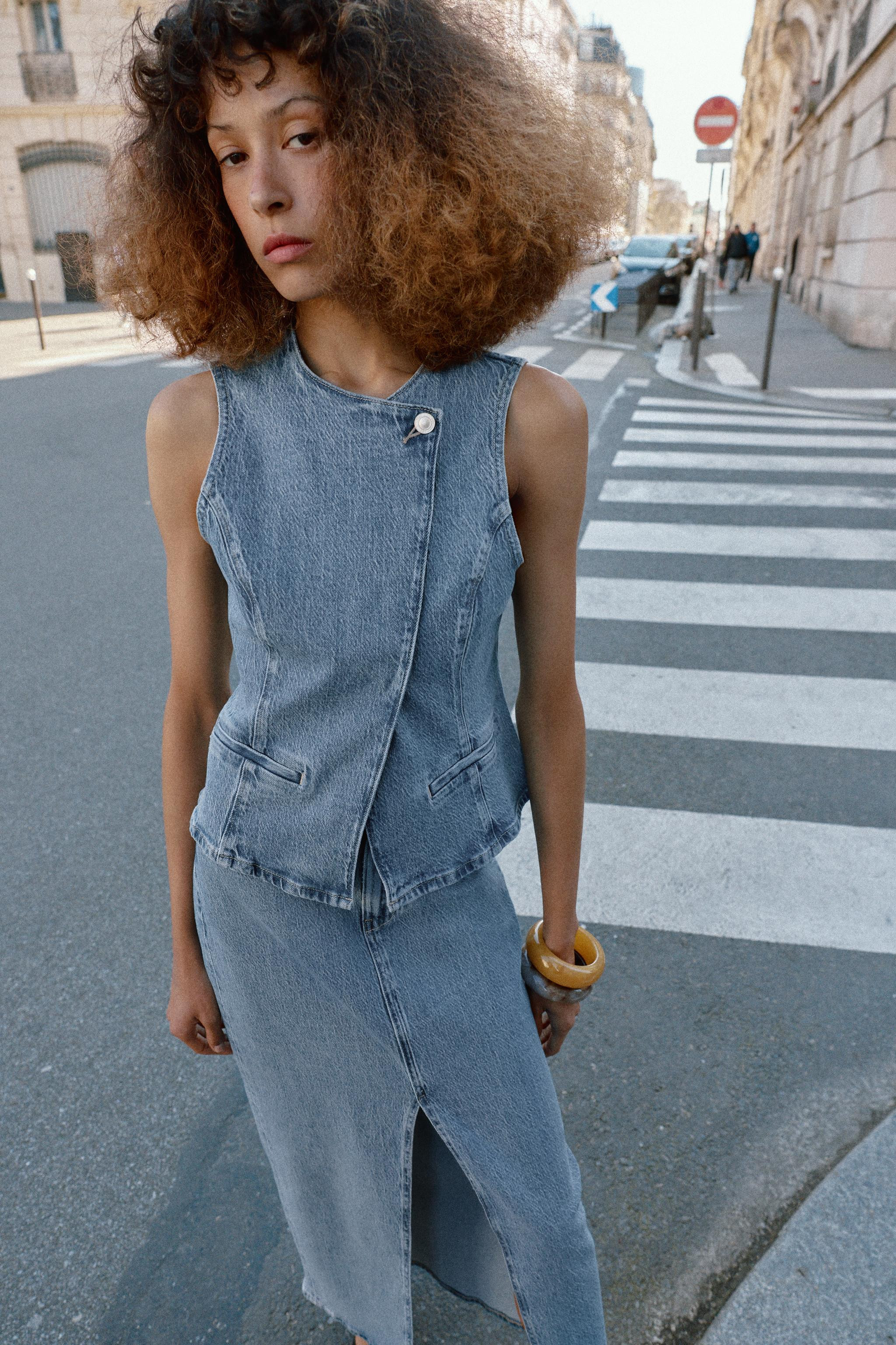 Z1975 DOUBLE-BREASTED DENIM WAISTCOAT | Zara UK