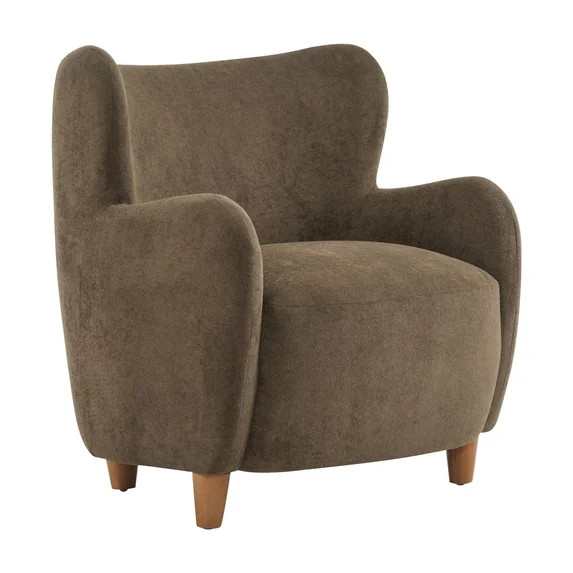 Christopher Knight Home Mid-Century Modern Velvet Wingback Accent Chair with Birch Legs, Brown | Walmart (US)
