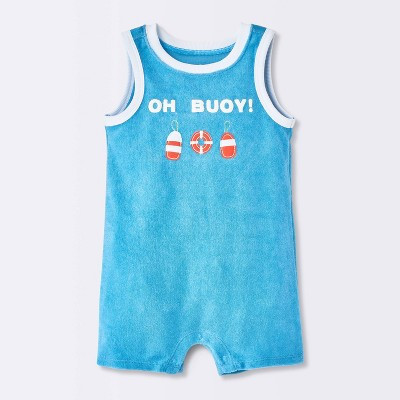 Baby Boys' Oh Buoy Terry Sleeveless Romper - Cloud Island™ Blue Newborn | Target