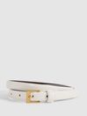 Reiss Off White Holly Thin Leather Belt | Reiss UK