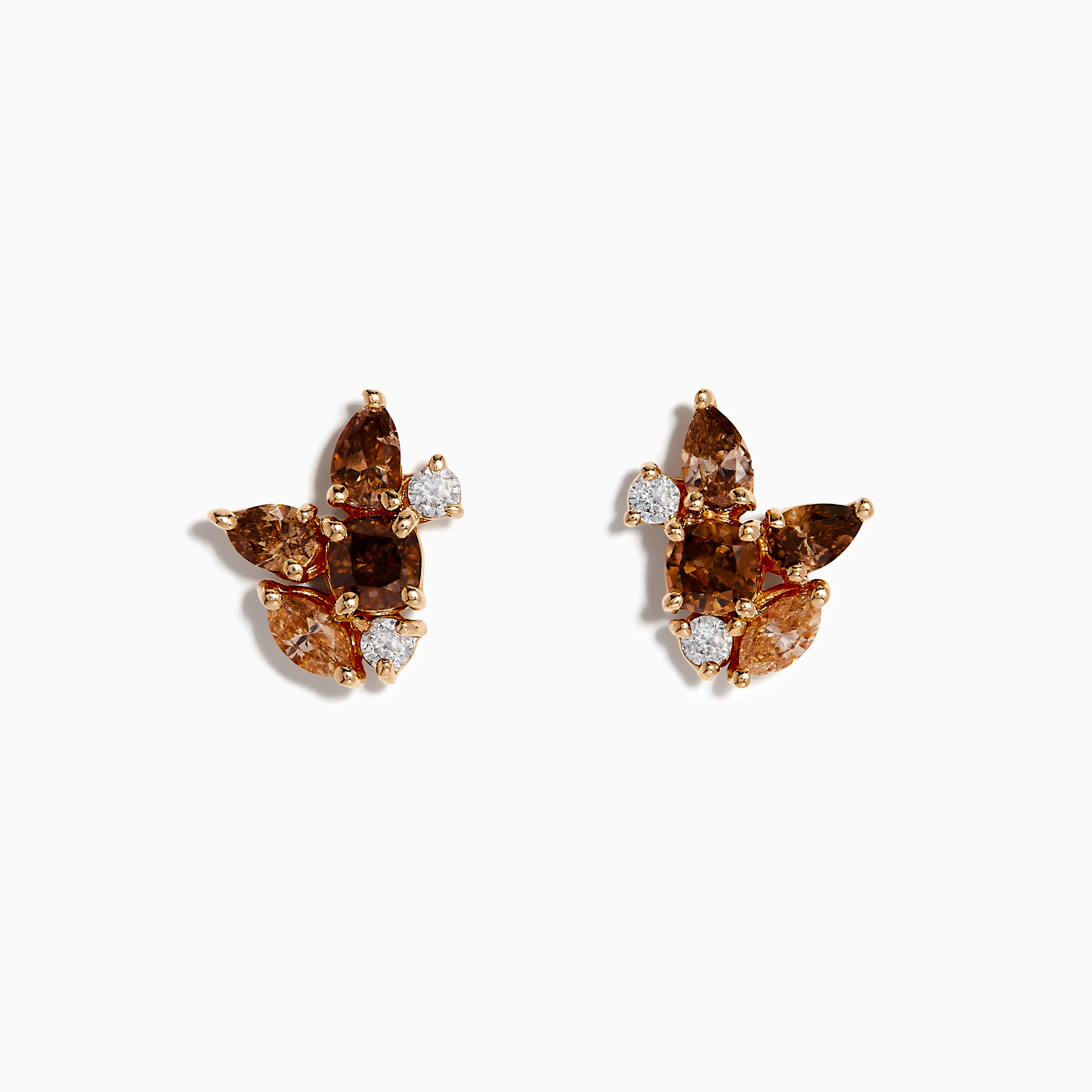 Espresso 14K Rose Gold Brown and White Stud Earrings | Effy Jewelry
