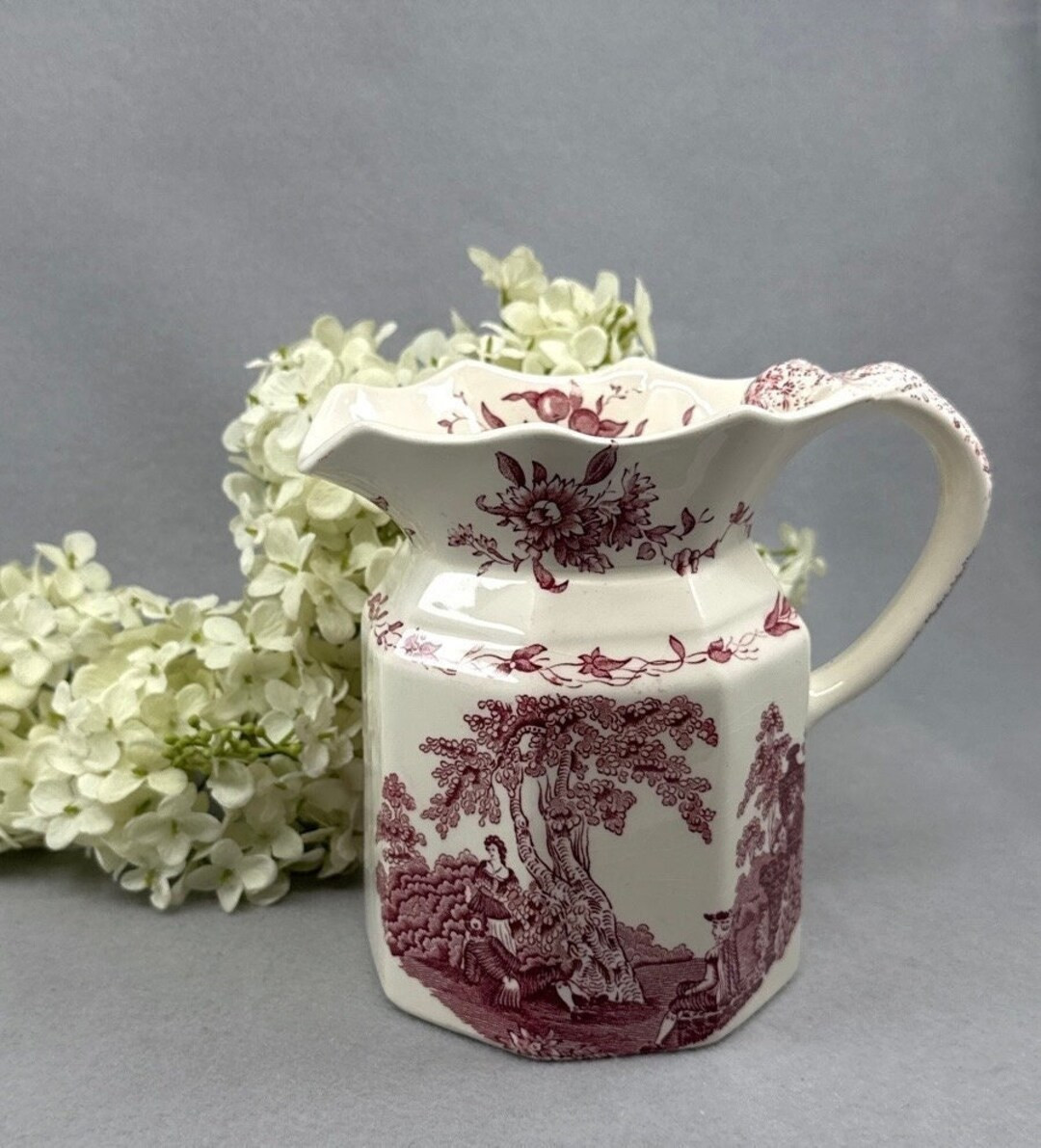 Vintage Mason's Patent Ironstone of England Pink 5 3/4t Pitcher With Antoine Watteau's Romantic G... | Etsy (US)