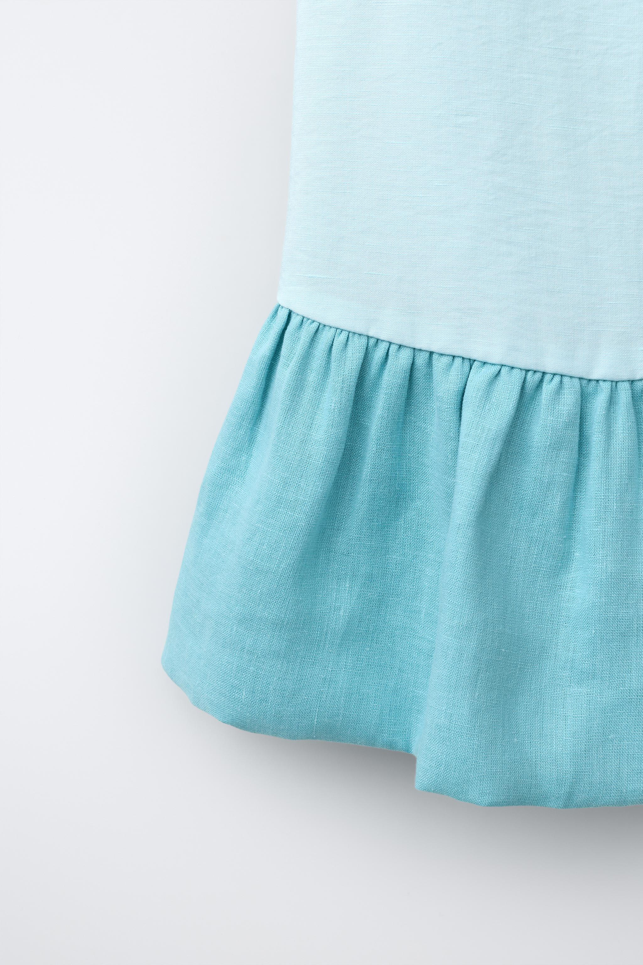 LINEN BLEND RUFFLED DRESS | Zara US