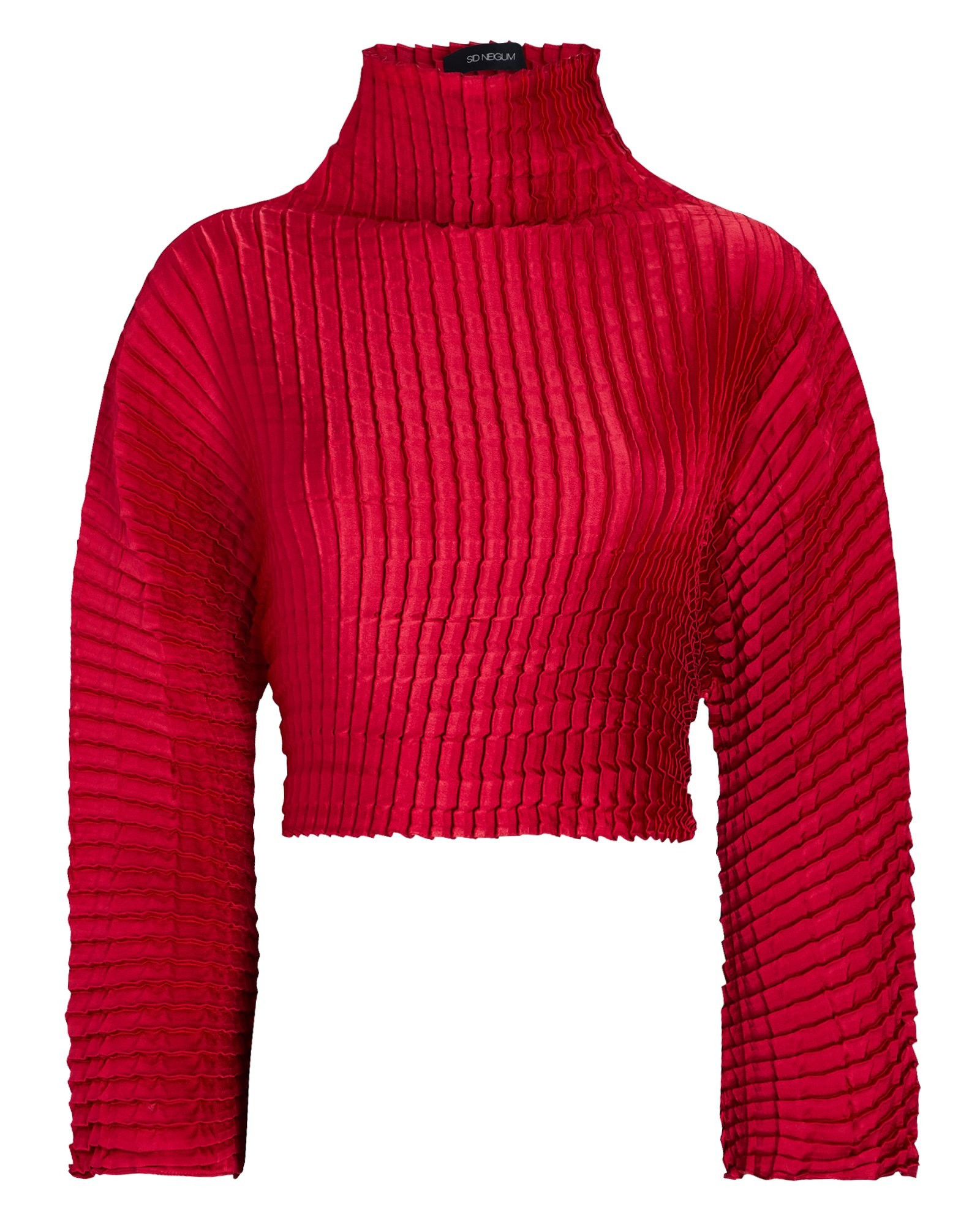 High Neck Pleated Cropped Blouse | INTERMIX
