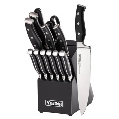 Viking 14 Piece X50CrMoV15 Stainless Steel Cutlery Block Set, Black Block | Wayfair North America