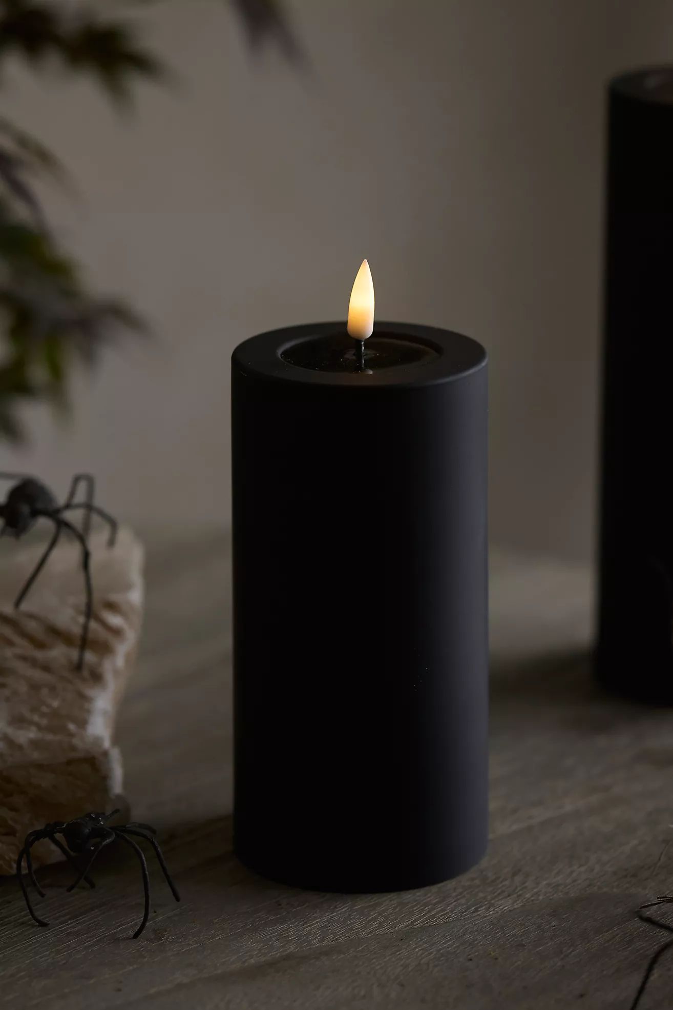 Flameless Black Outdoor Pillar Candle | Terrain