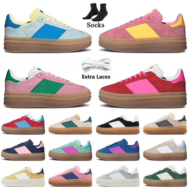 Womens Platform Bold Designer Casual Shoes Cream Collegiate Green Suede Leather Pink Glow Gum Whi... | DHGate