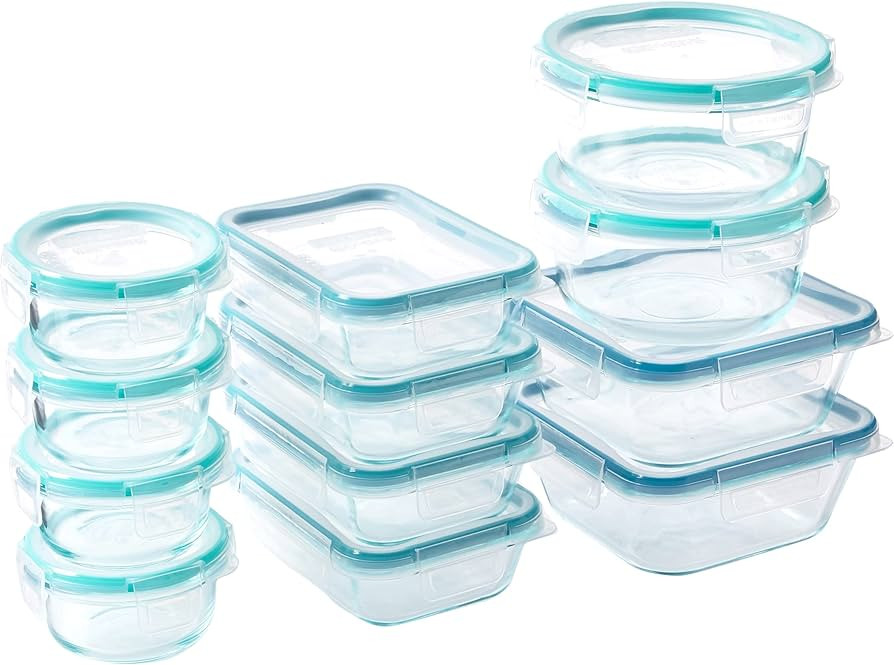 Snapware Total Solution 24-Pc Glass Food Storage Container Meal Prep Set with Plastic Lids, 4-Cup... | Amazon (US)