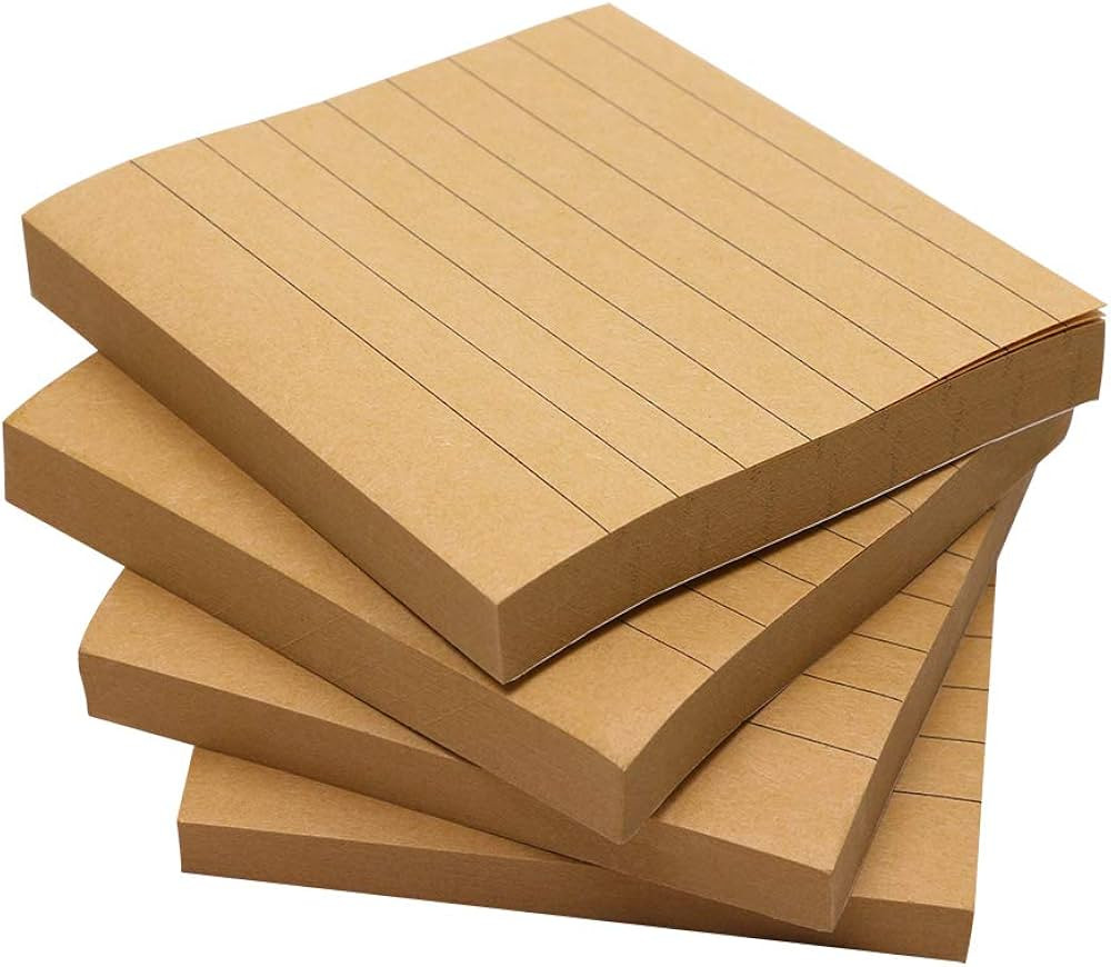 Mini Skater 3x3 Inches Bright Colored Lined Sticky Notes Self-Stick Memo with Line for Office School Home (Brown) | Amazon (US)