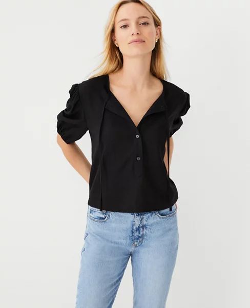 Tie Neck Puff Sleeve Top | Ann Taylor (US)