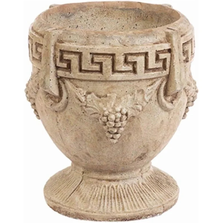 Solid Rock Stoneworks Small Round Concrete Grecian Planter- 14" Tall x 13" Dia- Buff | Walmart (US)