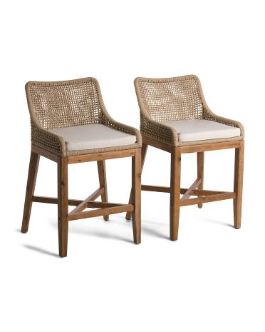 Set Of 2 Woven Rope Counter Stools | Marshalls