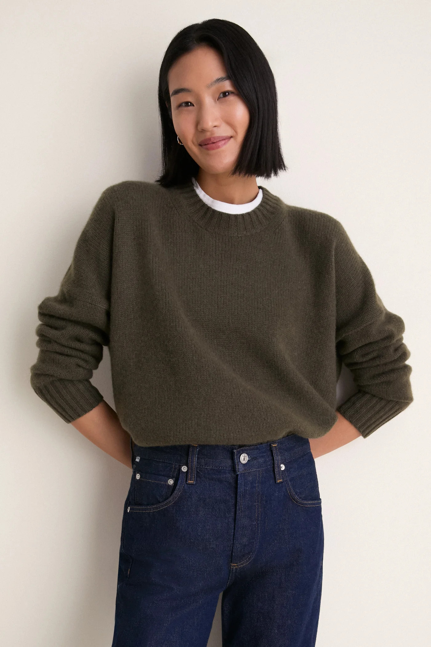 Olive Cashmere Henri Crewneck | Tuckernuck (US)