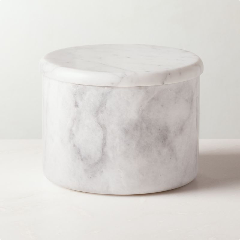 Arris Small White Marble Canister | CB2 | CB2