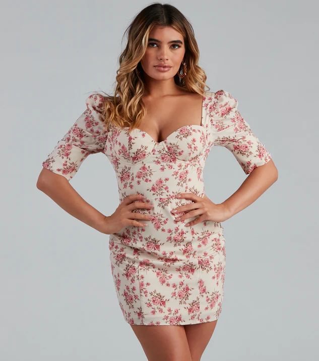 Blushing Floral Sweetheart Mini Dress | Windsor Stores