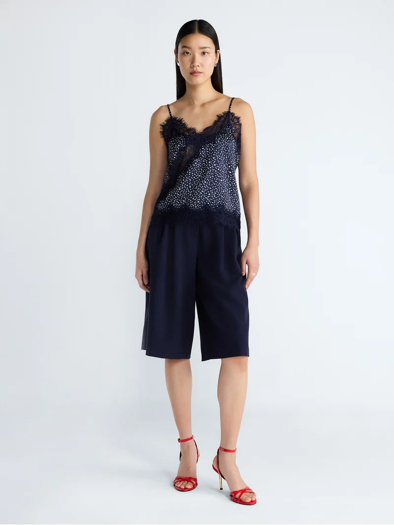 Devil Wears Prada Scoop Collection Women’s High Rise Pleated Culottes, 15" Inseam, Sizes 0-20 | Walmart (US)