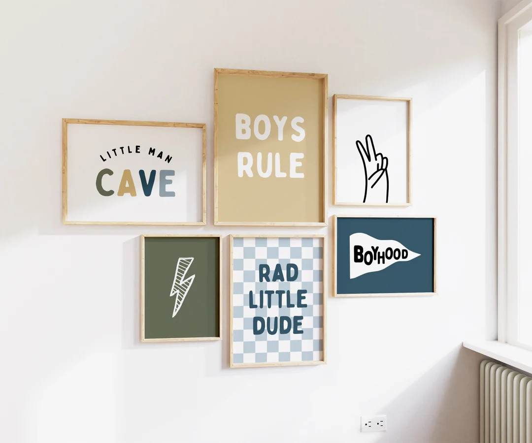 Long Live Boyhood Smile Gallery Wall Set of 6 Downloadable Prints, Boho Boy Nursery Decor, Kids R... | Etsy (US)