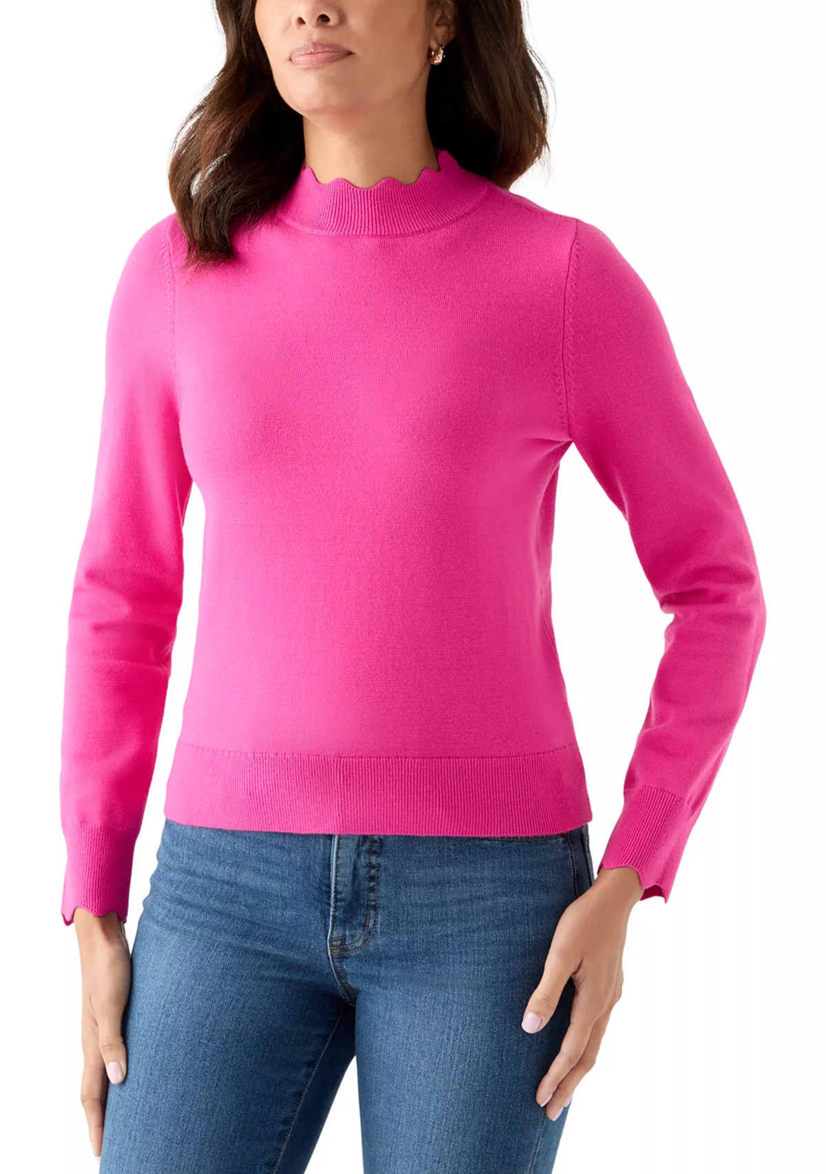 Crown & Ivy™Women's Scallop Mock Neck Sweater | Belk