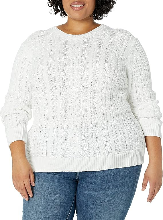 Amazon Essentials Women's Fisherman Cable Crewneck Sweater | Amazon (UK)