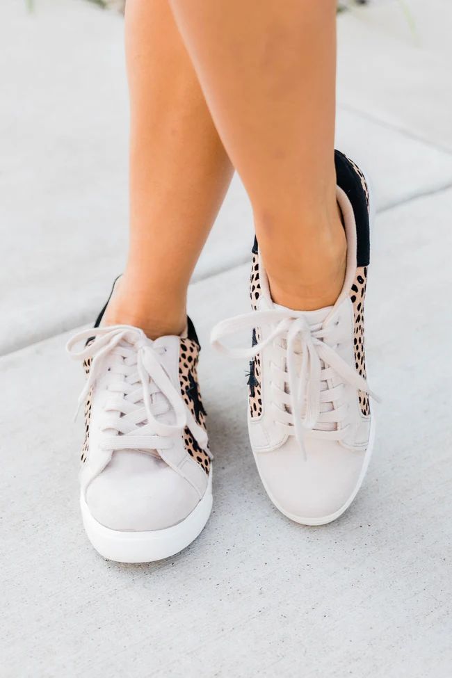 Kendra Animal Print Star Sneakers Beige | The Pink Lily Boutique