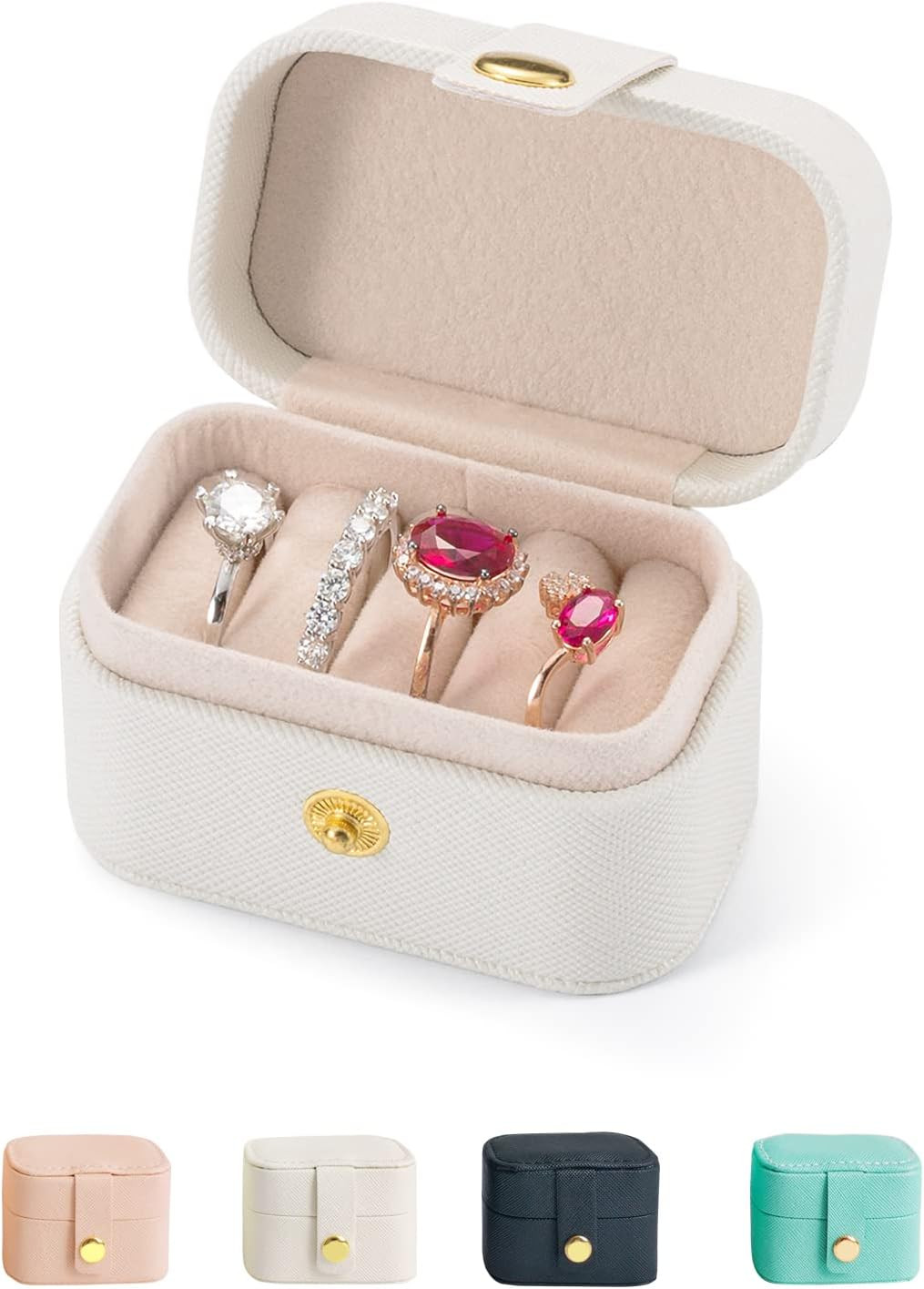 Travel Jewelry Ring Case,Small Jewelry Ring Box,Ring Holder,Mini Jewelry Case Portable Storage Case, for Women Girls, for Travel,Business,Wedding,Bridesmaid Gift (White) | Amazon (US)