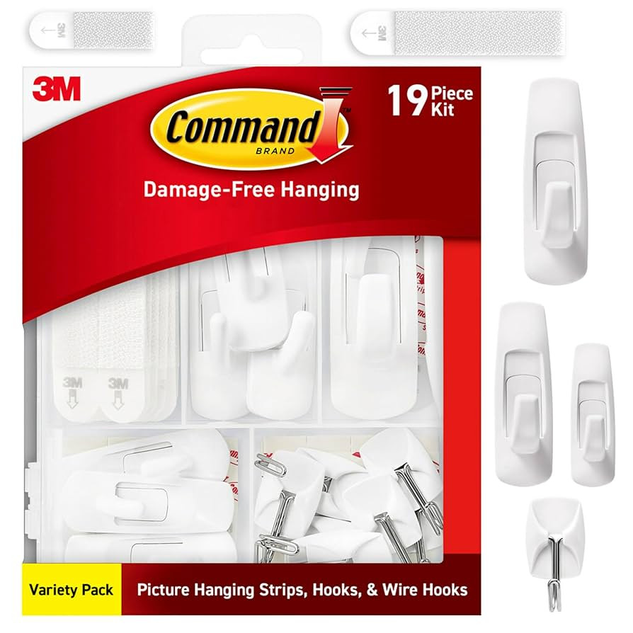 Command Variety Pack, Including 10 Pairs of Picture Hanging Strips, 6 Wire Hooks and 8 Utility Ho... | Amazon (US)