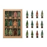 Amazon.com: Creative Co-Op Bottle Brush Square Wood Base (Boxed Set of 12 Pieces) Trees, Multi Co... | Amazon (US)